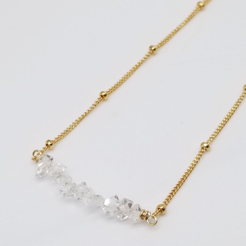 Radiant Herkimer Sparkle: 14K Gold Filled Necklace