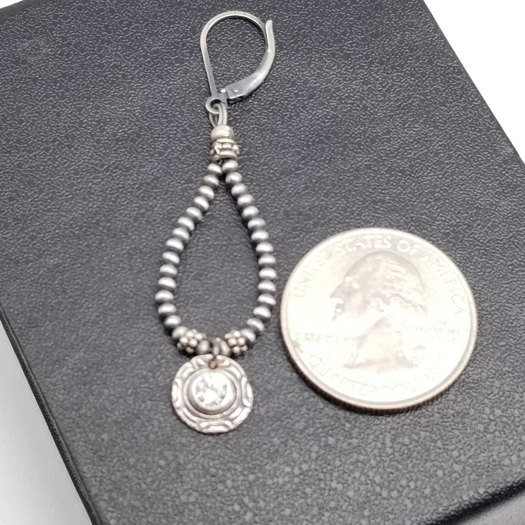 Desert Starlight: Sterling Silver Pearl and Topaz Pendant Earrings