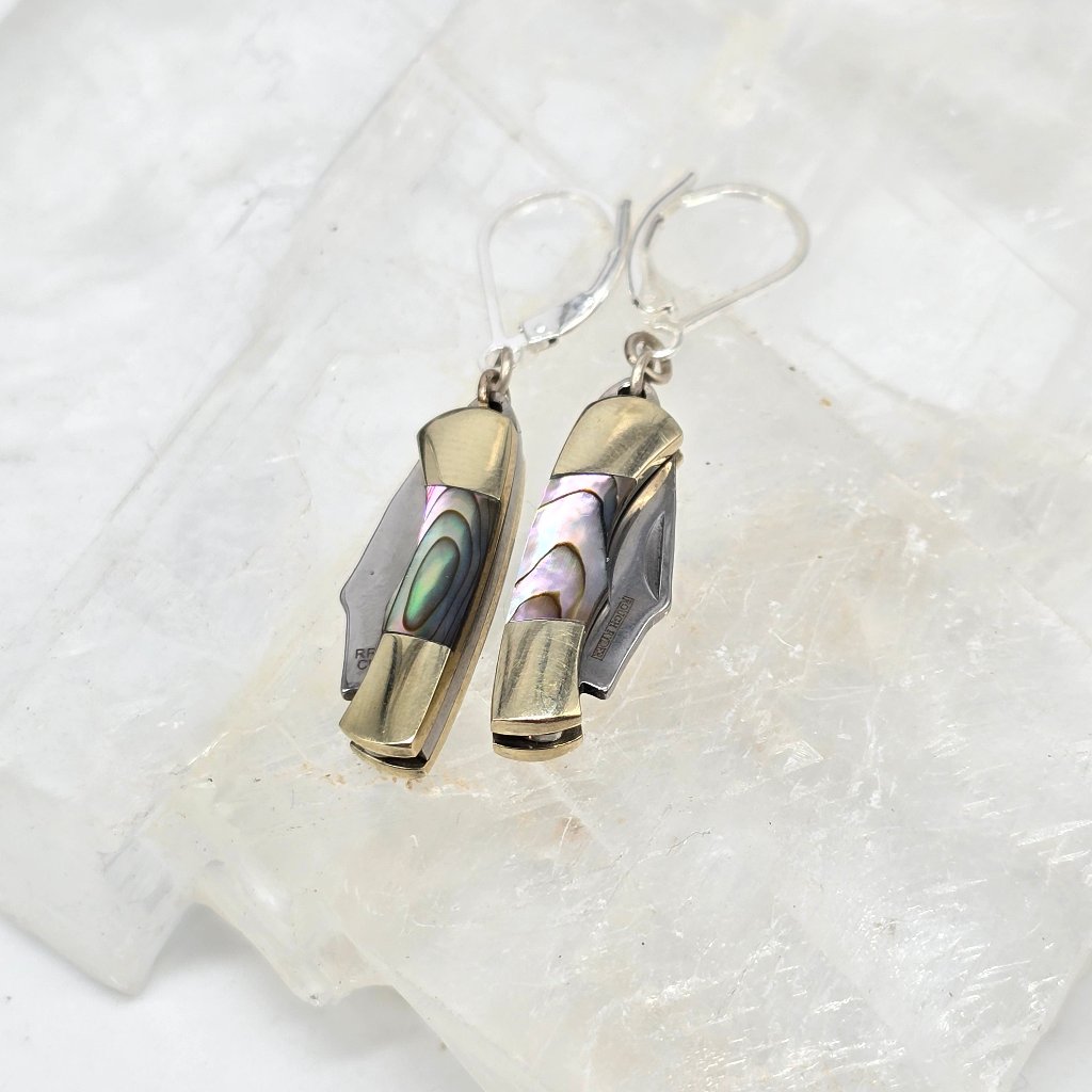 Pearl of Protection: Abalone or Mother of Pearl Folding Knife Necklace
