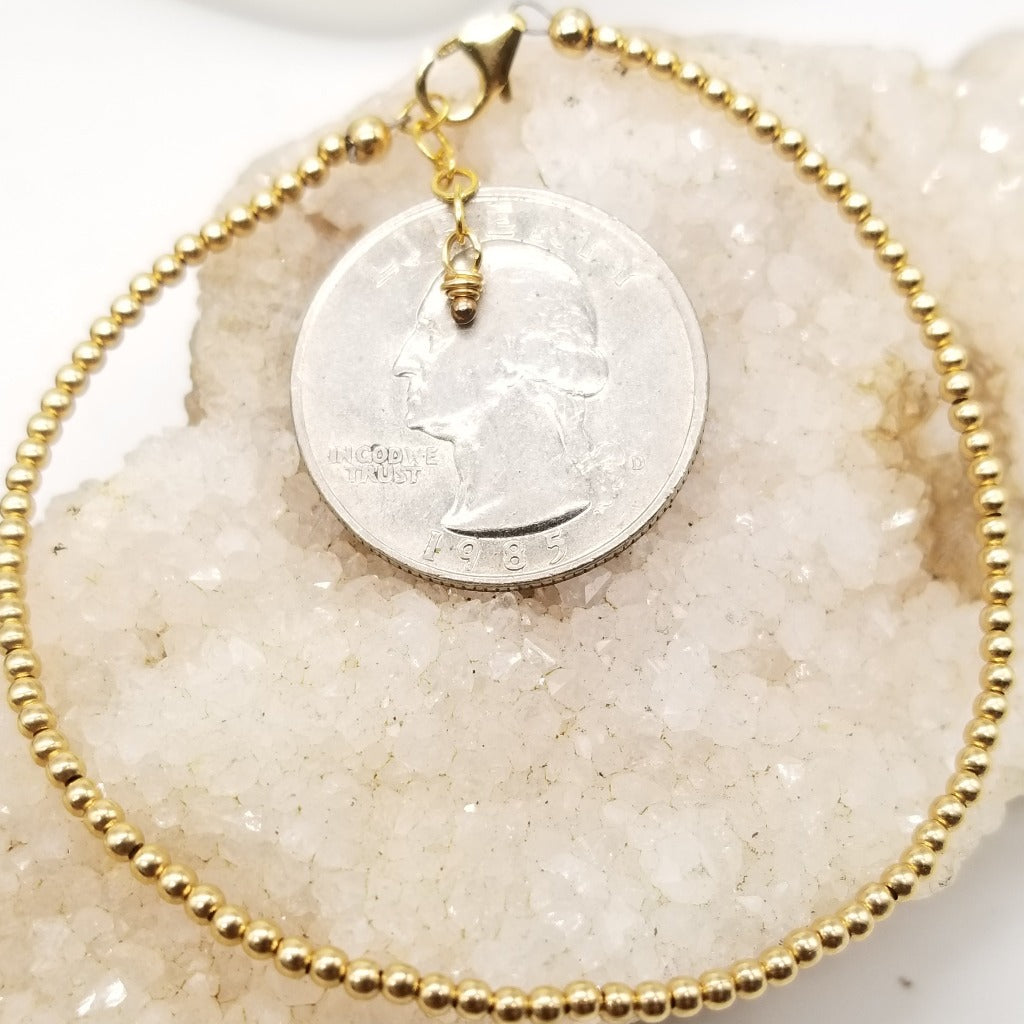 Classic and Simple14k Gold Fill Round 2mm Bead Bracelet