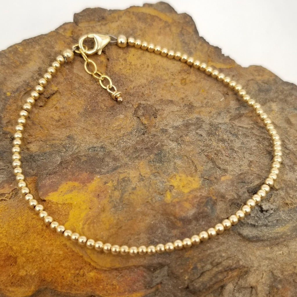 Classic and Simple14k Gold Fill Round 2mm Bead Bracelet