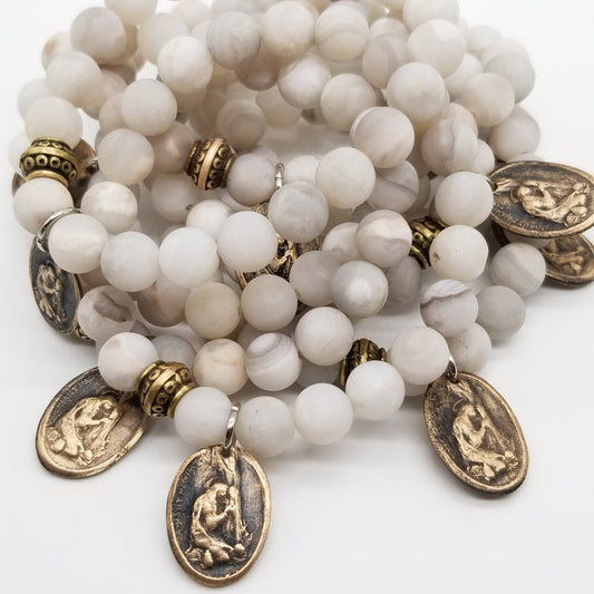 Mary's Alabaster Bracelet, unique Mother's Day Gift, Christian