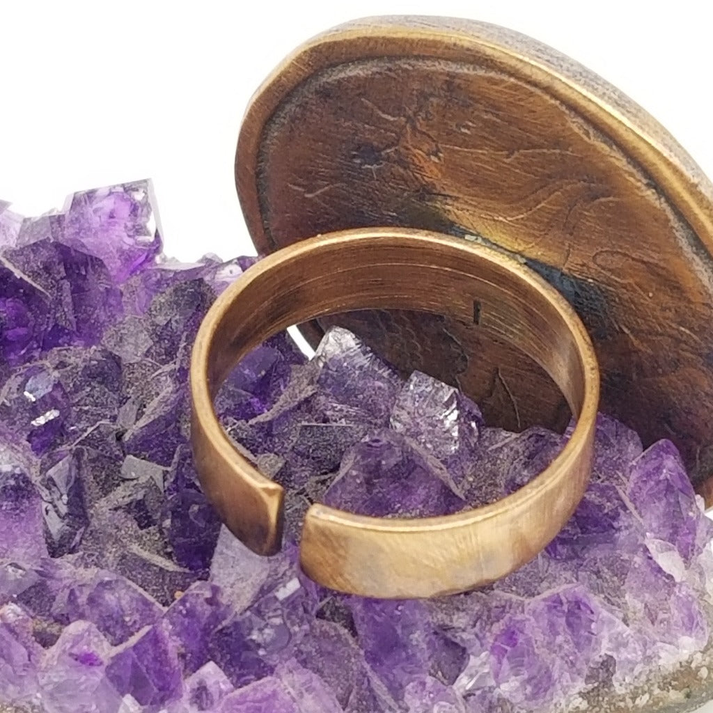 Divine Conqueror: Bronze Adjustable Medallion Ring