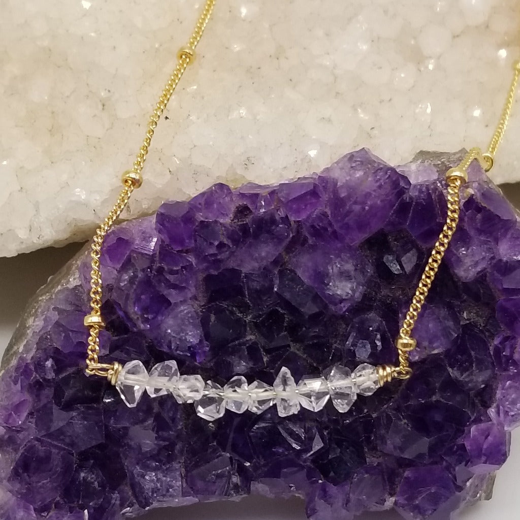 Radiant Herkimer Sparkle: 14K Gold Filled Necklace