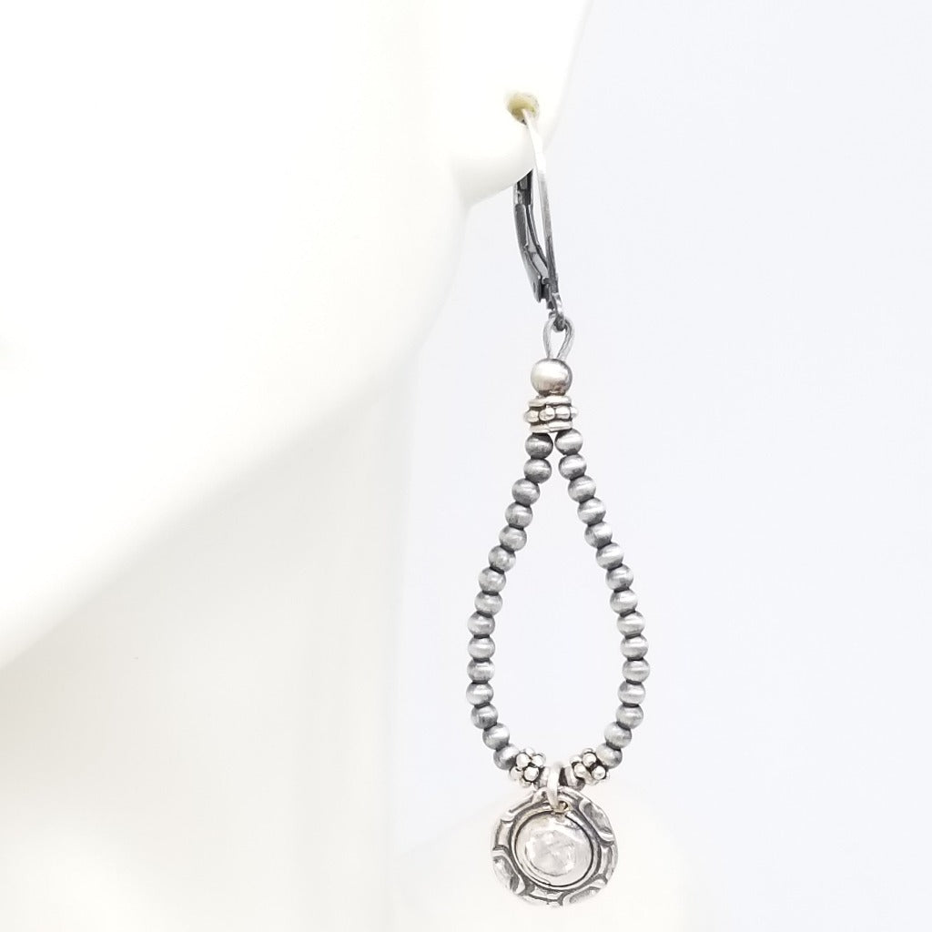 Desert Starlight: Sterling Silver Pearl and Topaz Pendant Earrings