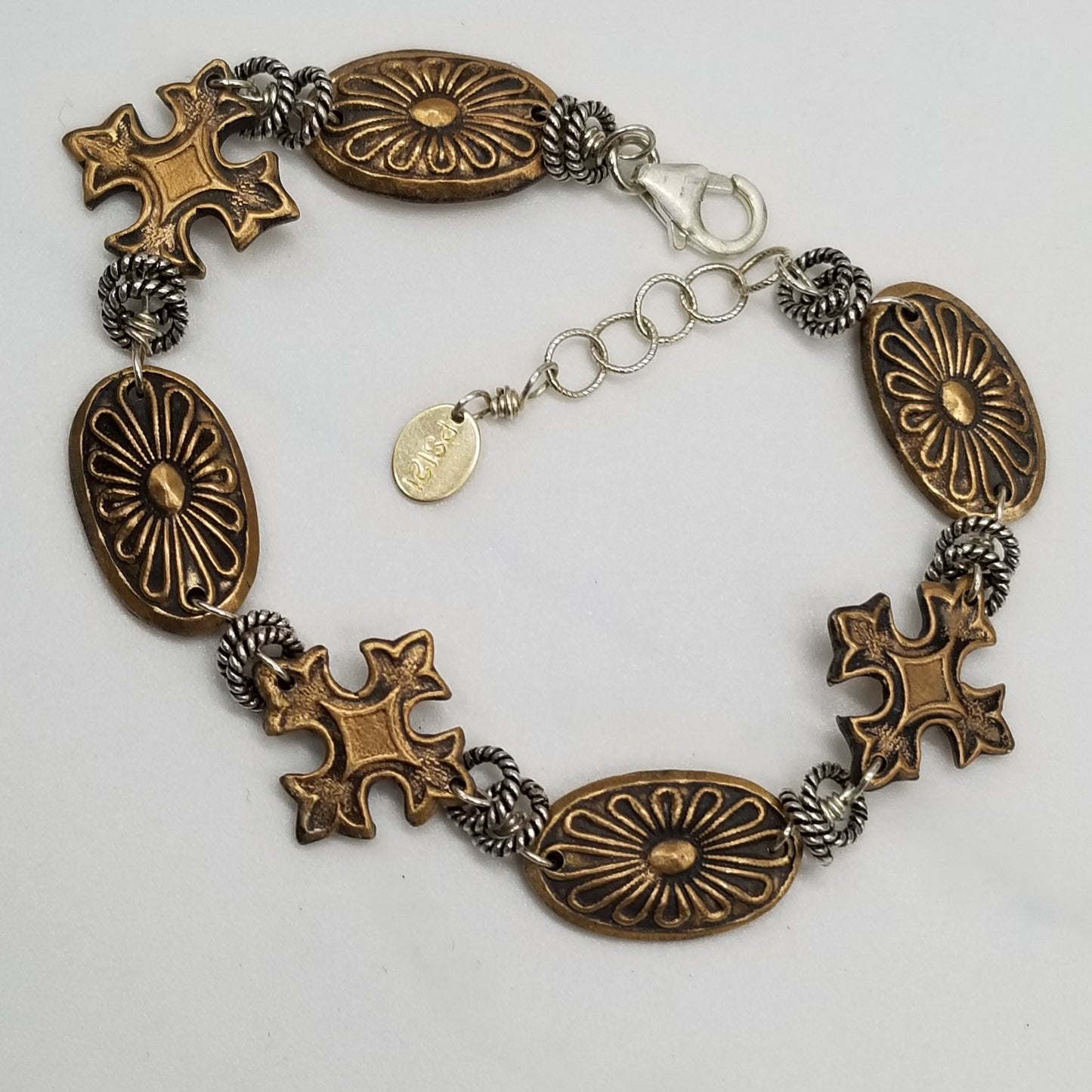 Desert Serenade: Bronze Concho & Cross Bracelet