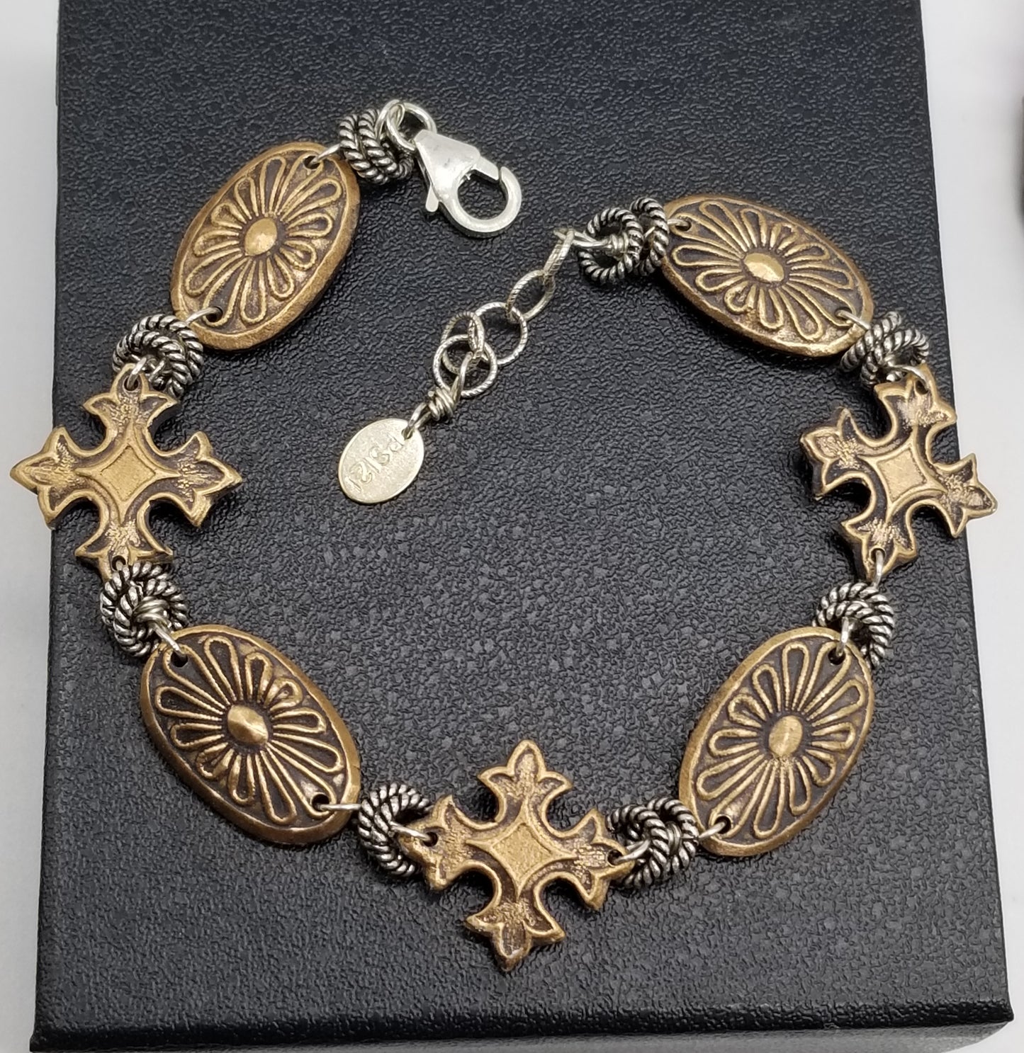 Desert Serenade: Bronze Concho & Cross Bracelet