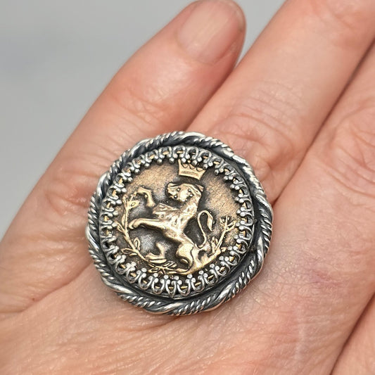 Royal Crown Sterling Silver Lion Ring