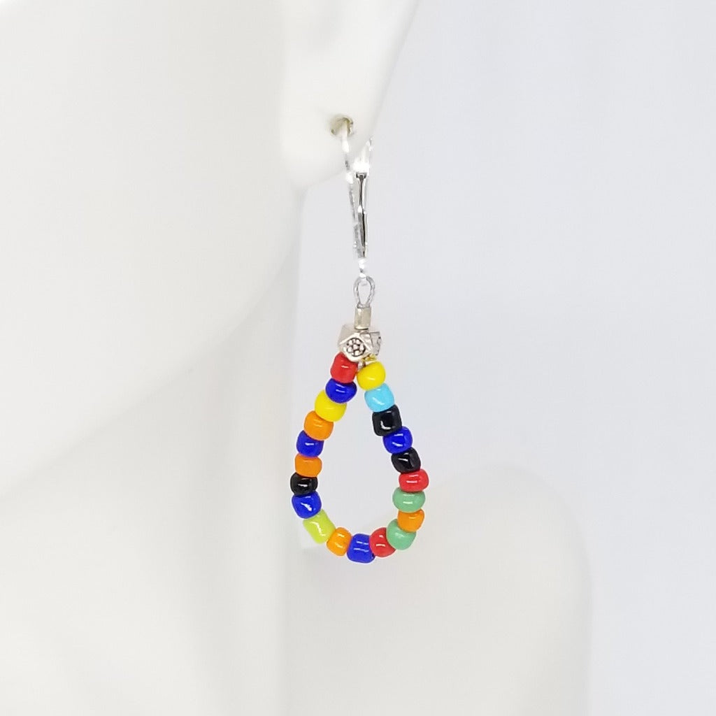 Little Hippy Beaded earrings with Pewter and Sterling silver lever backs