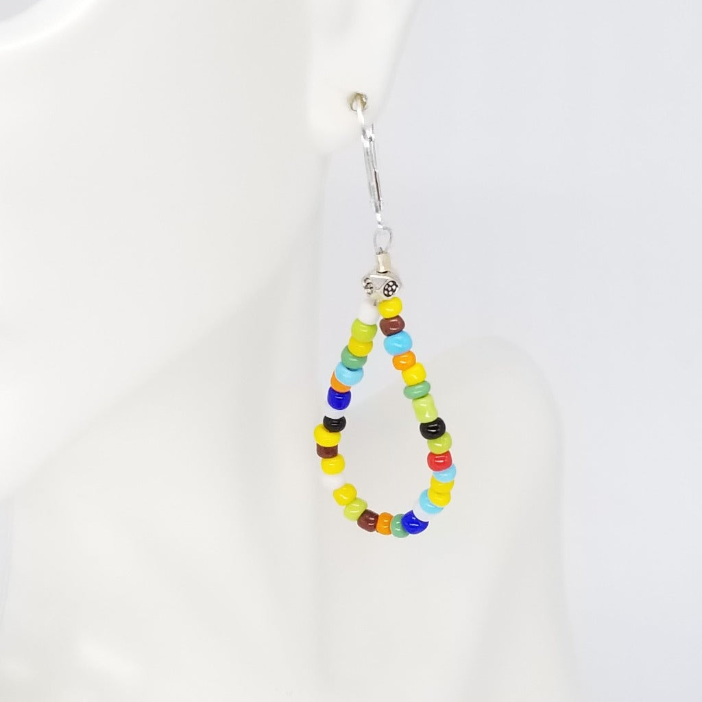 Bohemian Hippy Style Teardrop Earring with Pewter and Sterling Silver Lever backs