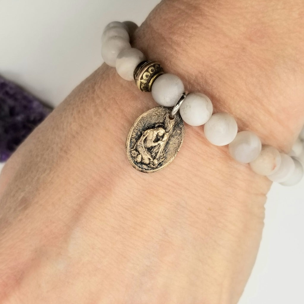 Mary's Alabaster Bracelet, unique Mother's Day Gift, Christian