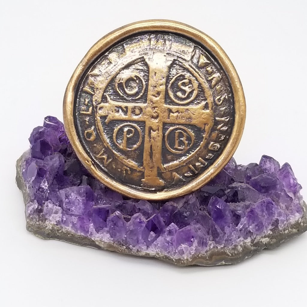 Divine Conqueror: Bronze Adjustable Medallion Ring